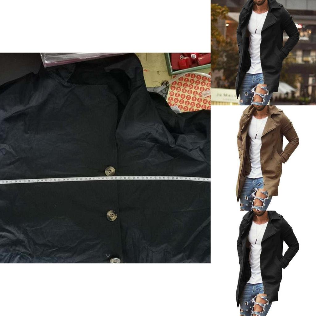 Men Lapel Trench Coat Outwear Overcoat Elegant Long Sleeve Winter Casual Warm Jacket