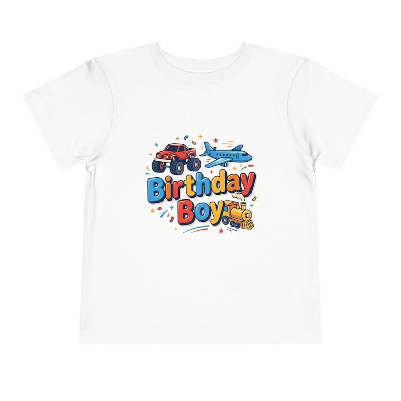 Birthday Boy Trucks Plane Train Toddler Tee | Kids Birthday Shirt 150