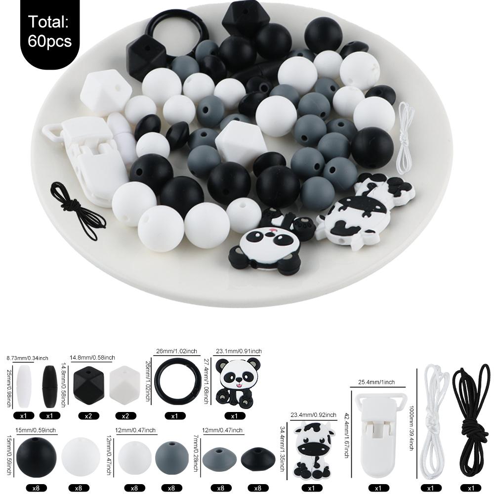 60 Pcs/Bag, Silicone Bead Set For DIY Handmade Creation, Applied To Jewelry, Clothing, Backpacks, Keychains, Etc
