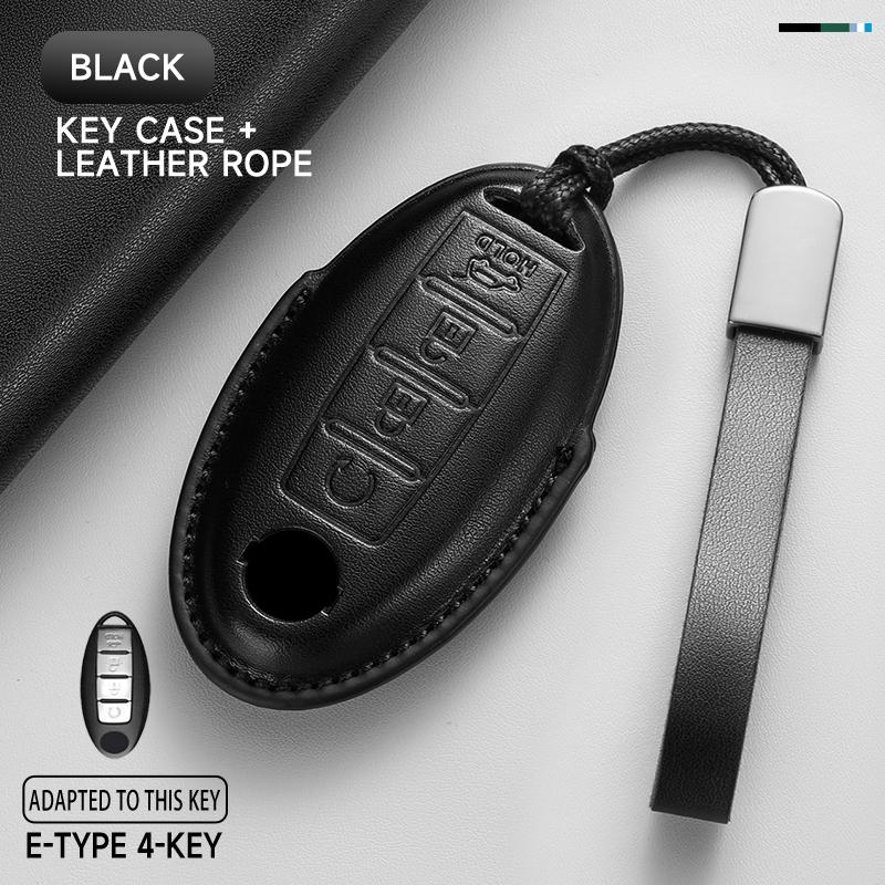 Schlüsseletui aus echtem Leder für Nissan Qashqai 2022 J12, Ariya, Altima, Teana, Juke, X-Trail (Schutzset)