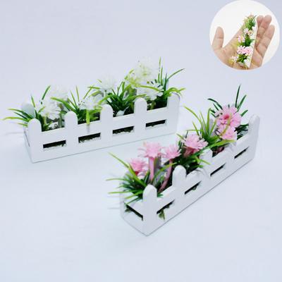 Miniature Raised Garden Bed Figurine Mini Flower Fence Planter Box Model 1/12 Scale Dollhouse Fairy Garden Decoration Accessories