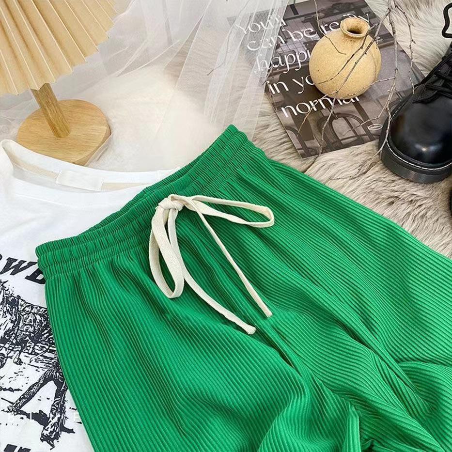 

Летние брюки с высокой талией, широкими штанинами, плиссировкой и змеиным узором для женщин зелёный