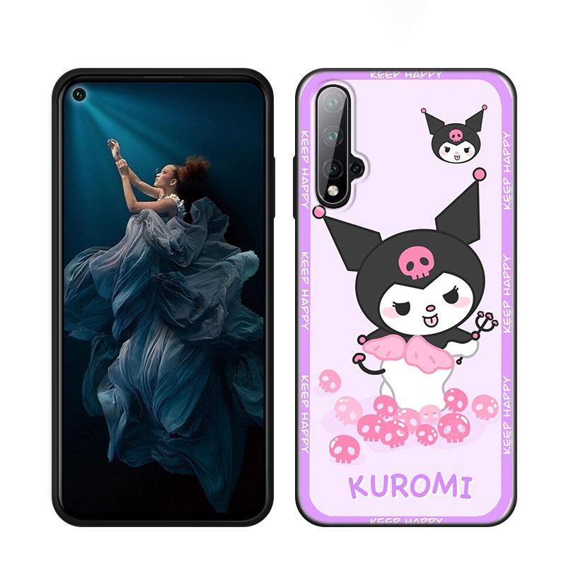 Kuromi Melody Černý Silikonový Kryt na Telefon Pro Honor 70 90 Lite X40 GT X50 i X5 Plus X6A X6S X7A X8A X8B X6 X7 X8 X9 4G X9A X9B 5G