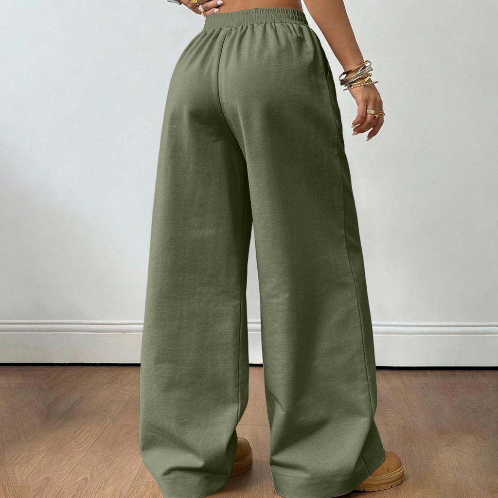 Women's Casual And Fashionable  Elastic Waist Loose Wide Leg Pants