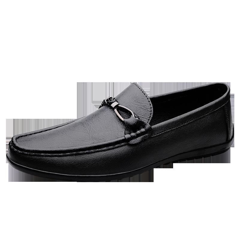 Men s Summer Slip-on Genuine Leather Loafers - Soft Sole, Comfortable Casual Korean Style 41 чёрный