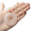 Gold Silk Jade Peach Blossom Ping An Kou Unisex Pendant Necklace - Simple, Versatile, and Exquisite Fashion Accessory