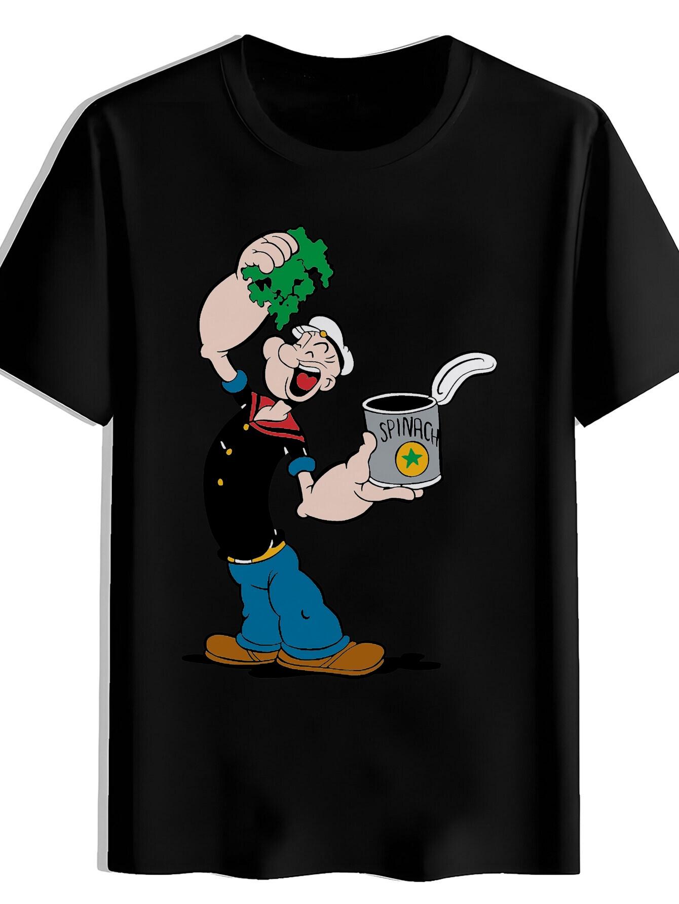 T-shirt Popeye the Sailor for Man Graphic - Vintage Cartoon Spinach Print XS