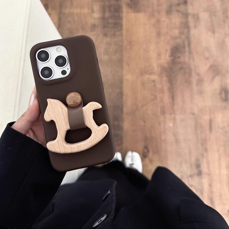 Creative Retro Trojan Bracket Ring Buckle Soft Case For iPhone 16 15 Pro Max 14 Plus 13 12 11 Funny Leather Litchi Pattern Cover