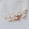 Stock Ceramic Flower Blossom Bridal Hair Comb Clay and Crystal Decorated Hair Accessories for Weddings