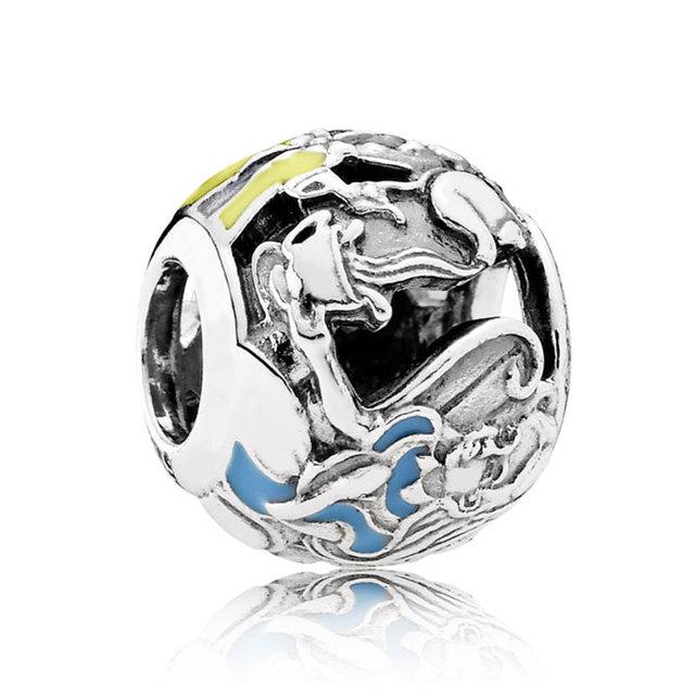 Miniso  925 Silver Dumbo Mickey Mouse Charm Bead DIY Fine Jewelry Bracelet Original Pendant