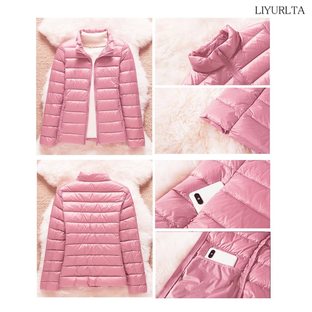 LIYURLTA Ultralight Down and Perfect for Fall and Includes Storage LIY46 Women's Jacket, Water-Repellent, Lightweight, Warm, Cold-Weather, Winter,