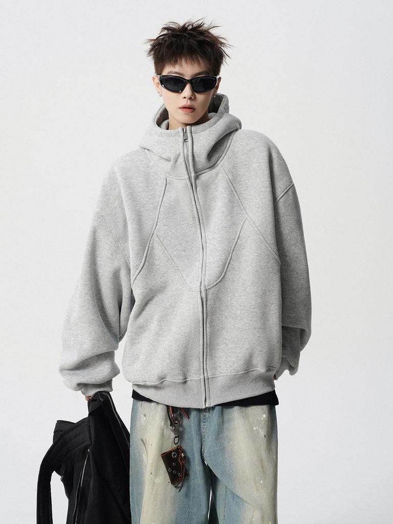 Men's Winter Heavyweight Fleece-Lined Deconstructed Patchwork Hoodie – Streetwear Trend
