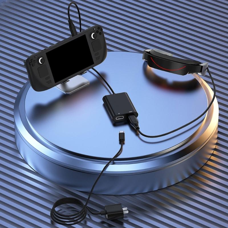 Portable AR Glasses Expansion Hubs Featuring USB A and USB C Port for Efficient Device Connectivitys