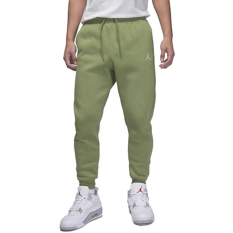 Jordan Essentials Solid Color Lace Up Casual Elastic Cuff Fleece Lined Knitted Sweatpants Men's Light Olive Yellow FJ7780-340