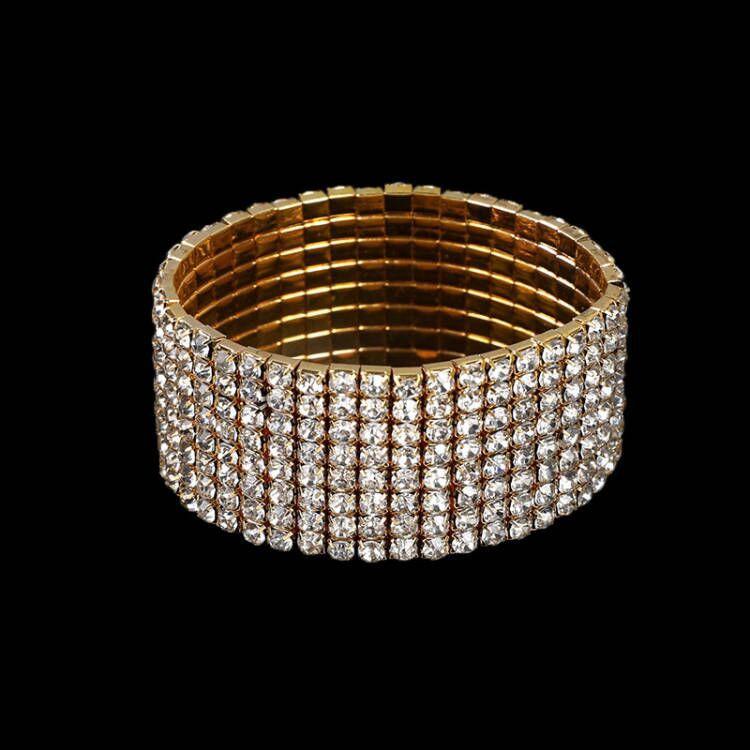 Women's Full Diamond Elastic Bracelet, Fashion Rhinestone Stretch Bangle