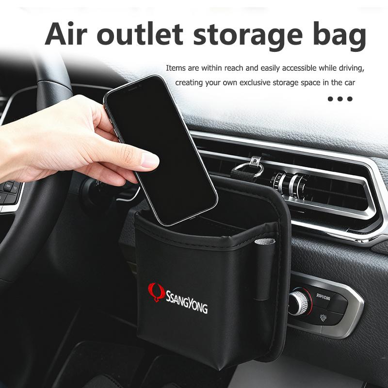 For SsangYong Car Storage Bag Air Vent Dashboard Tidy Hanging Organizer Box Auto Accessories Actyon Korando Turismo Musso Rodius