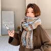 25 thermal scarves, high-end girls, sweet and cute imitation cashmere versatile plaid scarves