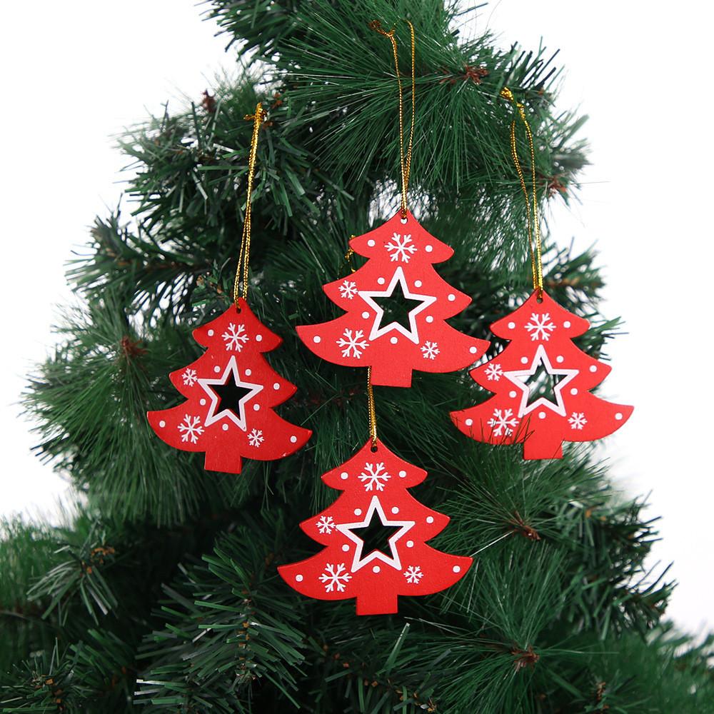 Graceful Wooden Christmas Tree Decorations Including Snowflakes And Star Ornaments