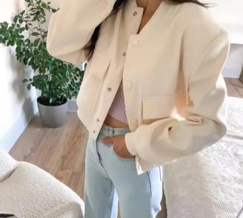 2023 Autumn Women's Fashion Casual Pocket Embellished Single-Breasted Outerwear Jacket