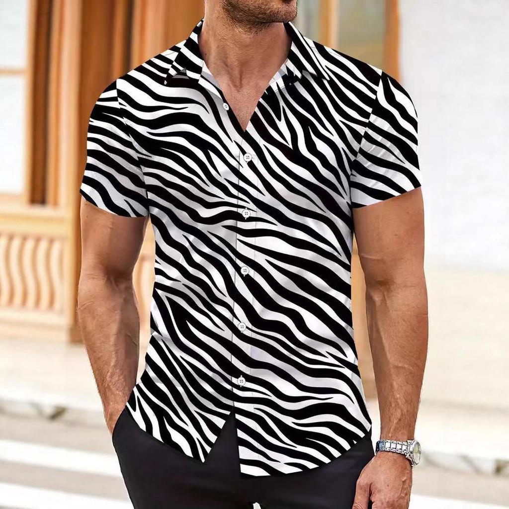 Herren Geometrisches 3D-Druck Kurzarm Freizeitshirt