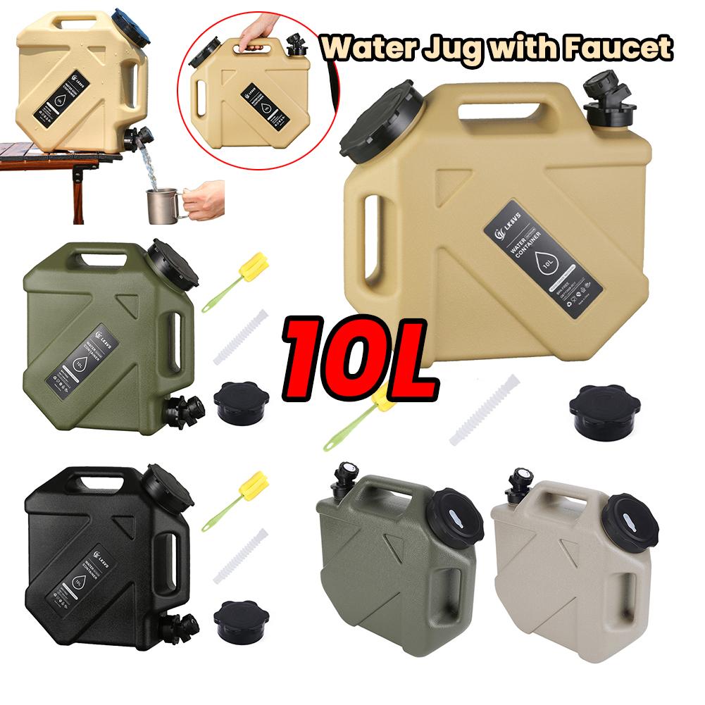 10L Outdoor Water Storage Container with Faucet Drinking Water Bucket Large Capacity Water Dispenser Carrier for Outdoor Hiking