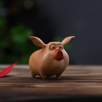 Cute Zodiac Pig Statuette Desktop Cartoons Nezha Taiyi Real Person Flying Pig Car Ornament Collectable  Kids Event Birthday Gift