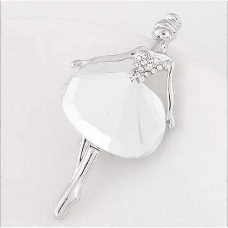 Cute Fashion Brooches Ballet Girl Dancer Crystal Brooches Cute Pin Cartoon Beautiful Princess Ballerina Jewelry Temperament Gift