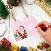 Thick Cardboard Tags 60 Pcs Christmas Paper Gift Tags, Pink Santa Snowman Hanging Labels Party Favors with Hemp Rope for Winter Holiday DIY