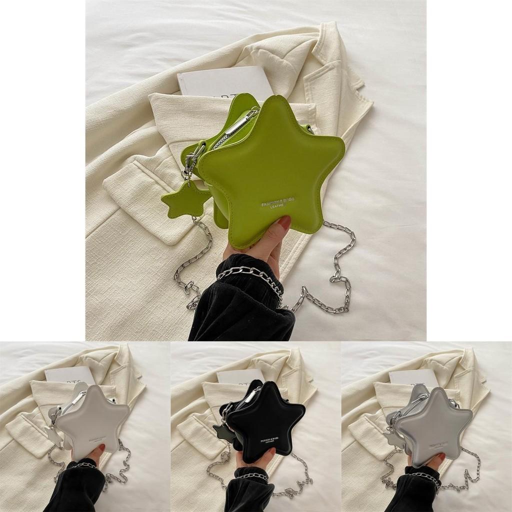 Fashionable Candy Color Star Bag 2024 Cute Cartoon Pu Chain Crossbody Bag