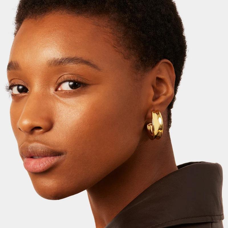 Simple Personality And Unique Concave-Convex Versatile C-Type S925 Silver Needle Stud Earrings Niche Temperament Light Luxury Trend Earrings