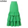 VONDA Kvinner Glidelås midje Ruffled Bodycon Lange Peplum-skjørt