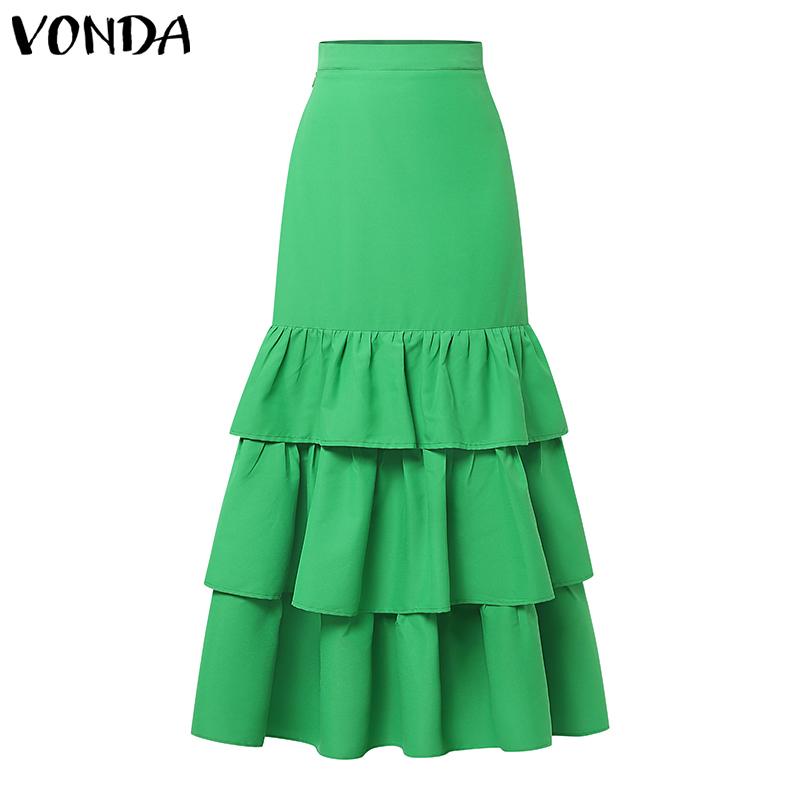 VONDA Kvinner Glidelås midje Ruffled Bodycon Lange Peplum-skjørt