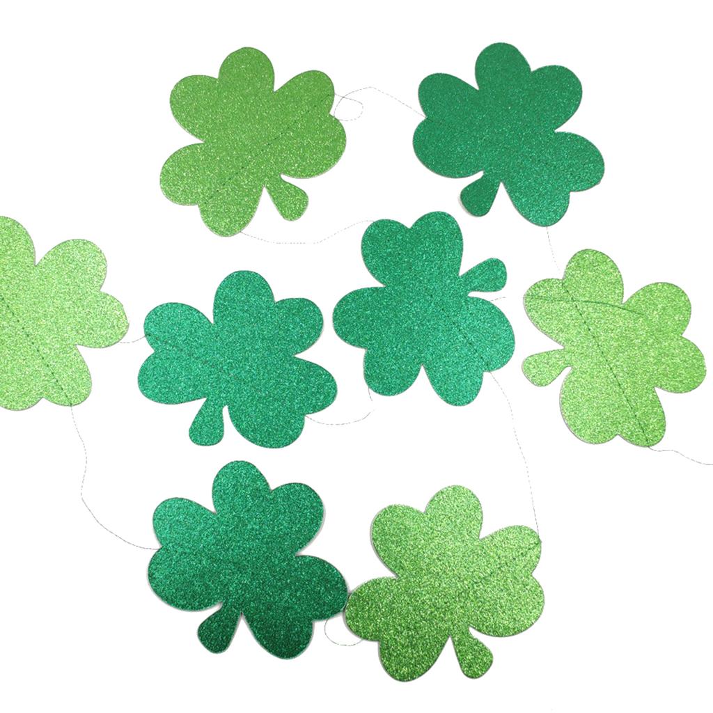 St. Patrick's Day Banner Shamrock Garland Lucky Banner Burlap Irish Garland Green Four Leaf Banner and Felt Shamrock