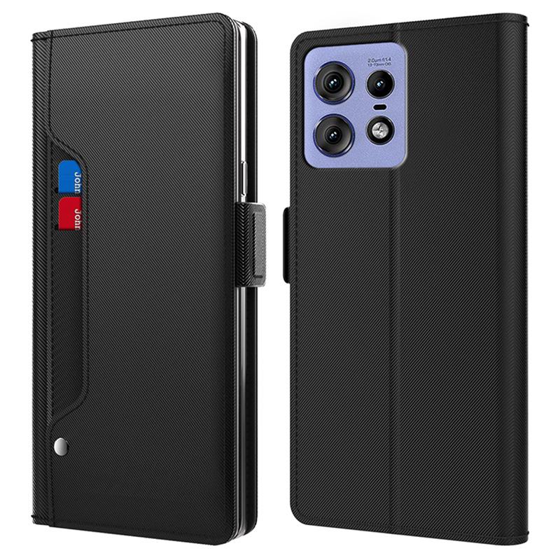 For Motorola Edge 50 Pro 5G Case Mirror Design PU Leather Cover with Card Holder