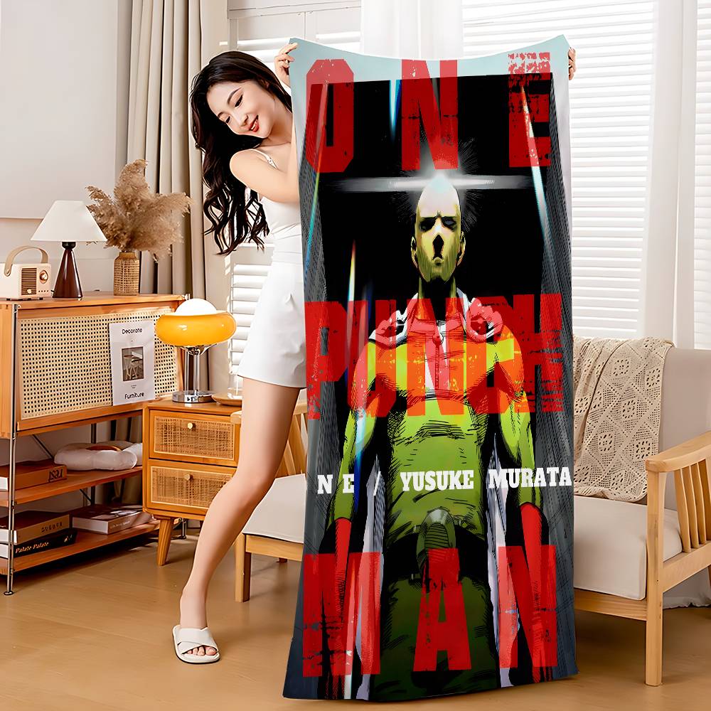 

O-One P-Punch Man Anime Beach Swimming Towel Soft Absorbent Washcloth Children s Gifts For Kids Travel Camping Gym W30*H60(CM)