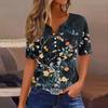 Maglietta da Donna Stampa Bottoni Manica Corta Quotidiano Weekend Moda Basic Scollo a V Regolare Top