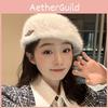 Fashionable Cozy And Rabbit Fur Beret Stylish Retroinspired Winter Hat For Women