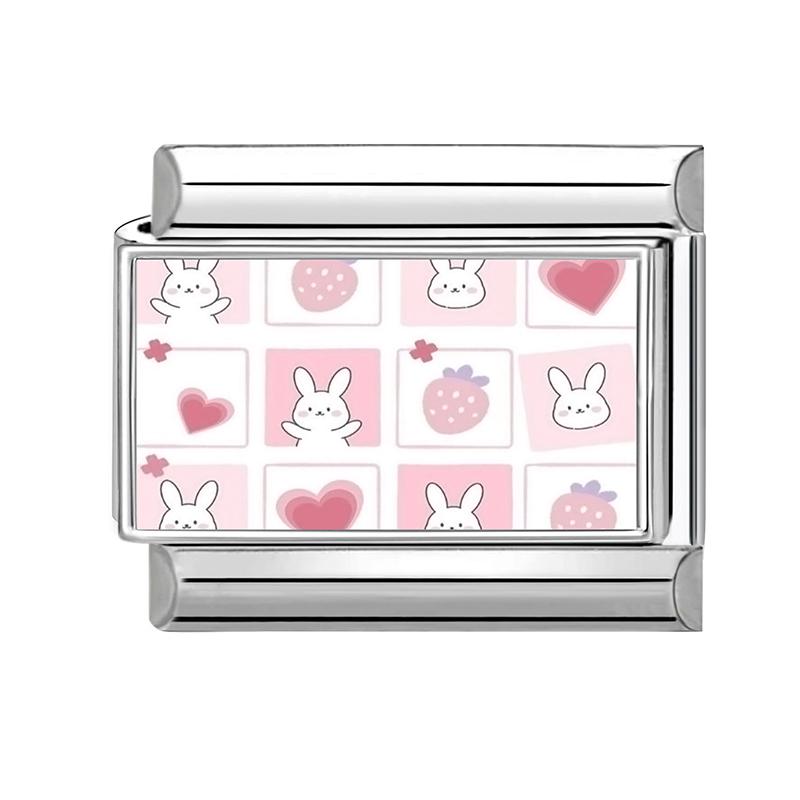 New Women's Gift Cute Cat Looks At the Cake Italian Charm Links Beads Fit 9mm Stainless Steel Modular Bracelet Jewelry Gift