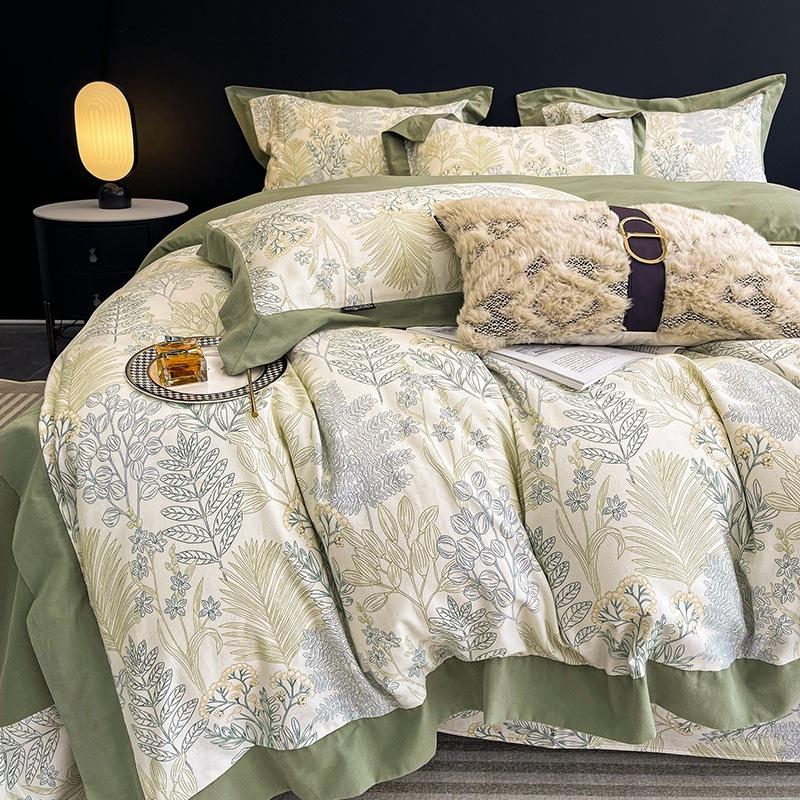 

Длинноволокнистый хлопок с начесом, 100% хлопок, комплект из четырех предметов в стиле ретро, ​​зимняя утолщенная простыня из 100% хлопка, пододеяльник, простыня