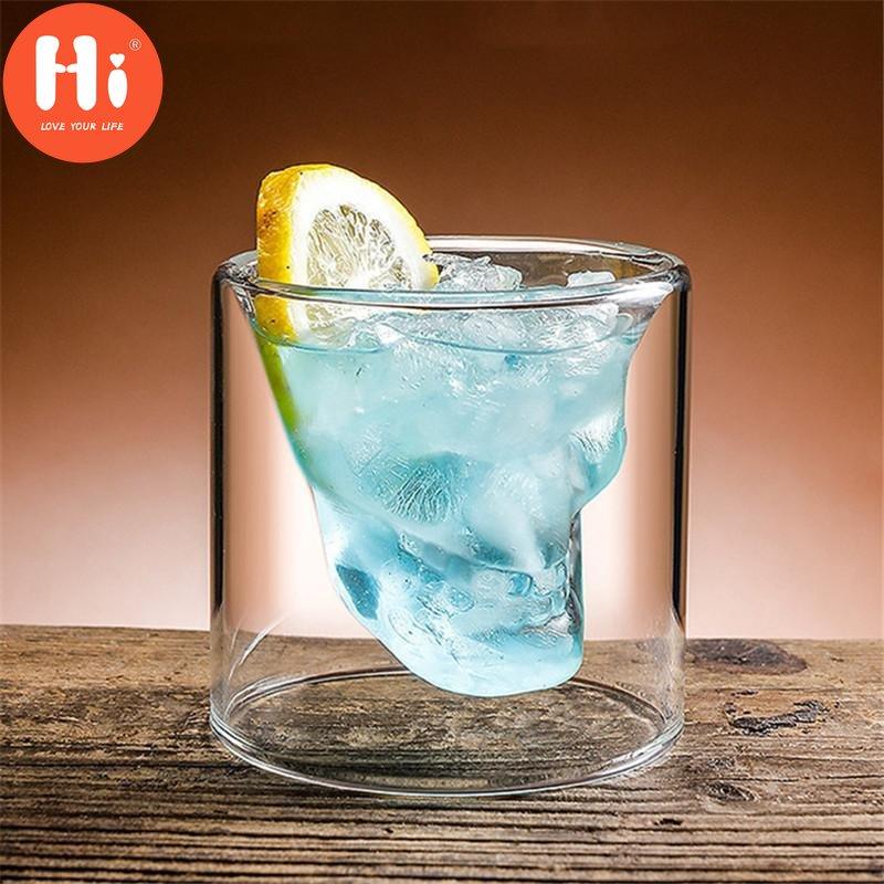 Hi Coffee Mug Double Crystal Skull Head Glass Cup Whisky Wine Vodka Bar Club Pivo Sklenice na víno