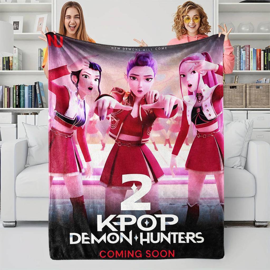 K-POP Dämonenjäger Thema Flanelldecke, Heiße Anime-Print Überwurfdecke, Fan-Geschenkdecke, Lässige Warme Decke