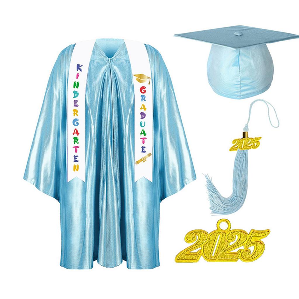 Kindergarten Graduation Cap With Tassel & Printed Gown. Perfect For Memorable Pos And Ceremonies
