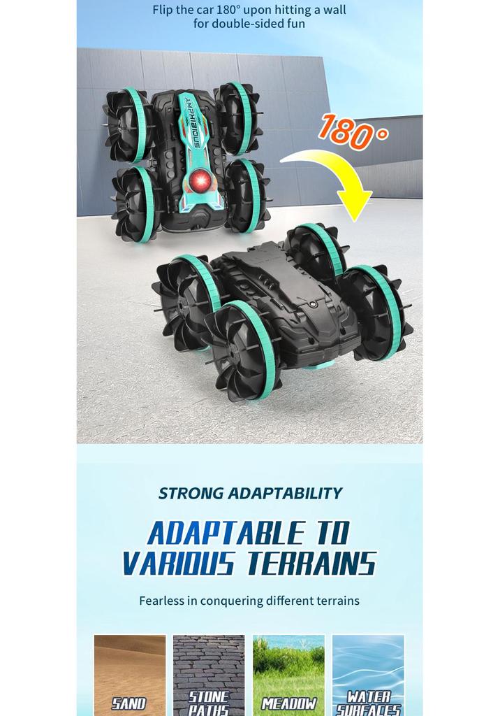 Amphibious Double-Sided Stunt RC Car: Drift, Roll & Climb On Land & Water