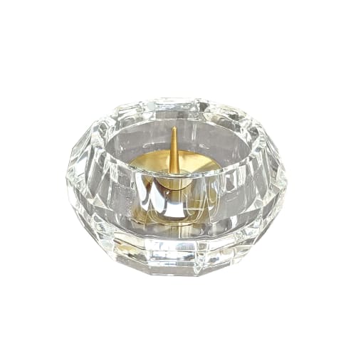 

Crown Buddhist Altar Candle Holder, 2.5 inches, Clear Crystal, Stylish, Modern Buddhist Altar Accessories