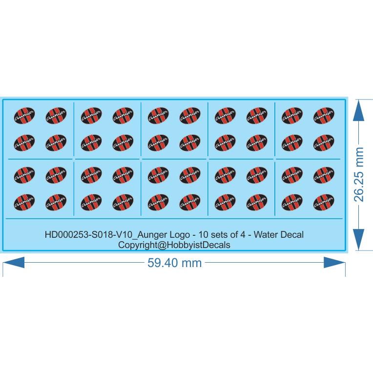 Aunger Logo - 10 sets of 4 - 1/25 - Water Decals - Waterslide, 1/25 - Waterslide, 1/43