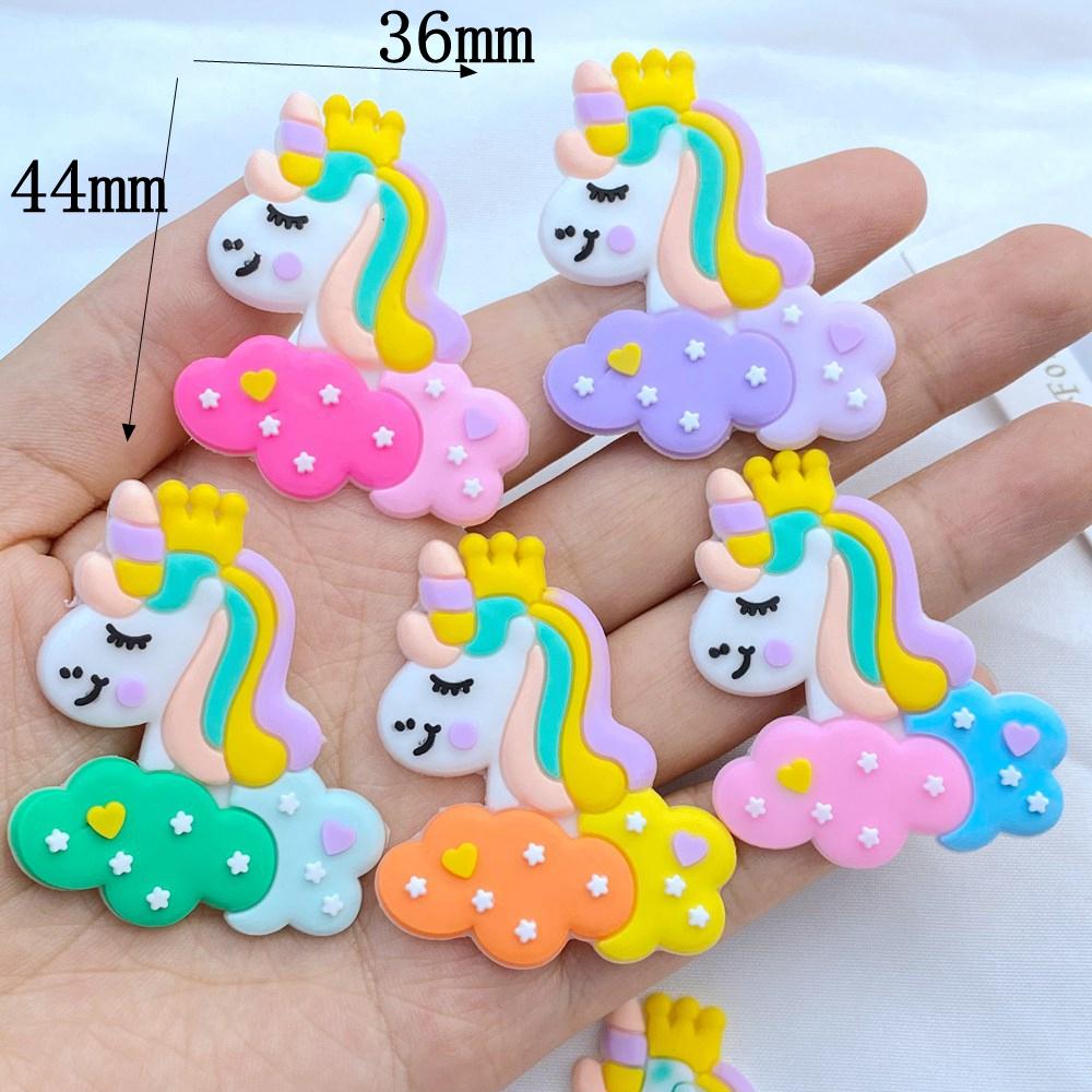 10pcs New Cute Cartoon Little Unicorn Series PVC Flexible Glue Flat Back DIY Scrapbook Embellishment Phone Craft Decoration