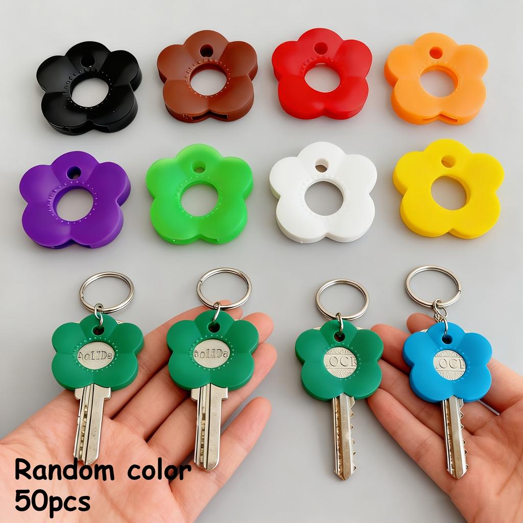Multi-Color Flower-Shaped Silicone Keycap - Durable Key Protection Covers with Color-Coded, Easy-To-Install Keychain Organizer