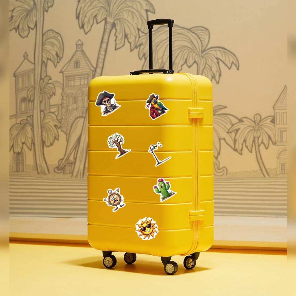 35-100pcs PVC Cute Fruit Vegetable Stickers Cartoon Pirate Sticker For Water Bottle Laptops Scrapbooks Stationery Graffiti Decal