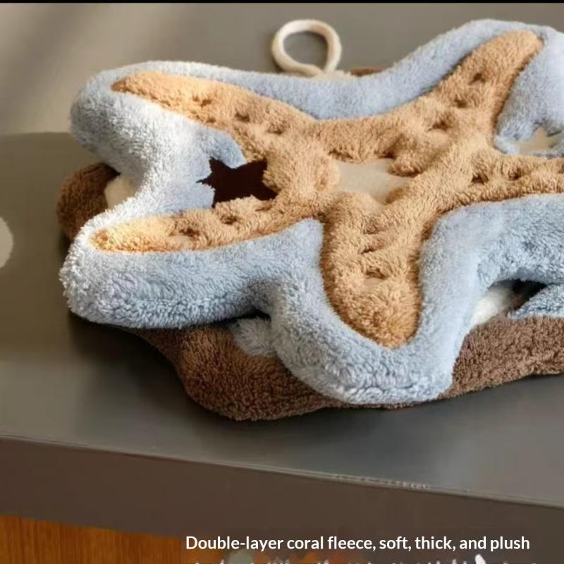 1 Pièce Forme Étoile de Mer Mignonne Super Absorbante Douce Serviette à Main Pour Salle de Bain Cuisine Lavage des Mains Chiffon Pratique à Suspendre