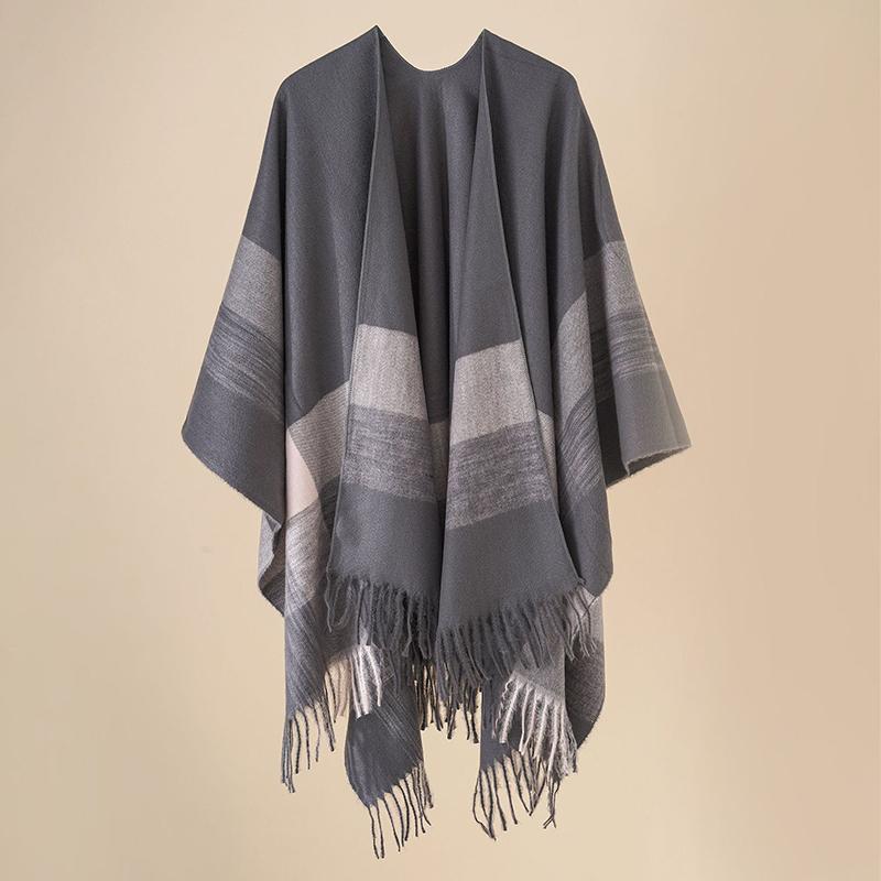 Imitation Cashmere Winter Layers Poncho For Women Men Tassel Scarf Warm Female Male Capa Para Mujer Pashmina Scarve Wrap Shawl